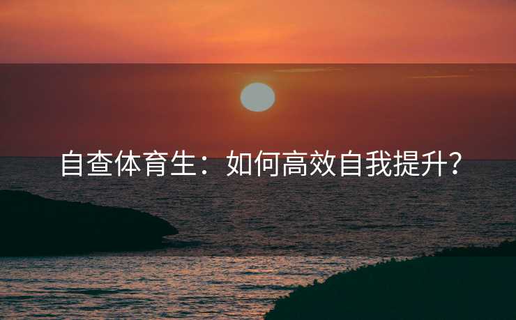 自查体育生：如何高效自我提升？
